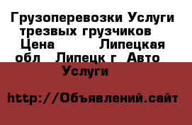 Грузоперевозки.Услуги трезвых грузчиков. › Цена ­ 220 - Липецкая обл., Липецк г. Авто » Услуги   